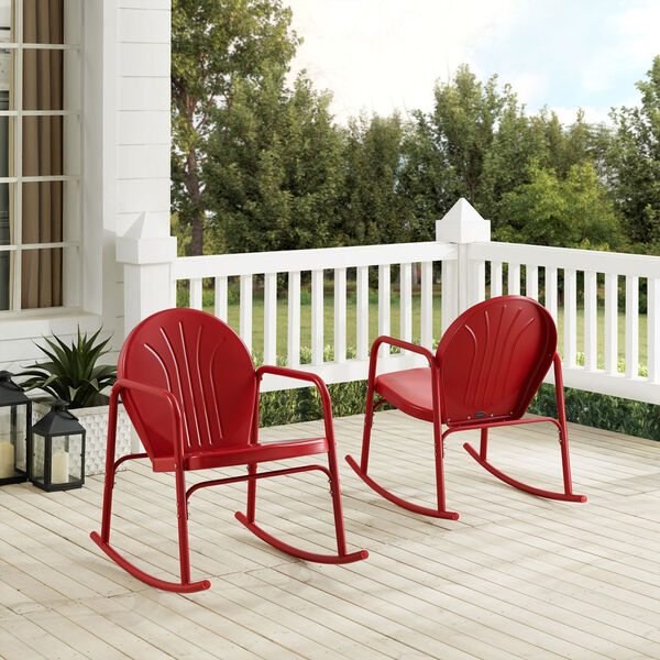 Griffith Bright Red Gloss Outdoor Rocking Chairs, Set of Two, image 5