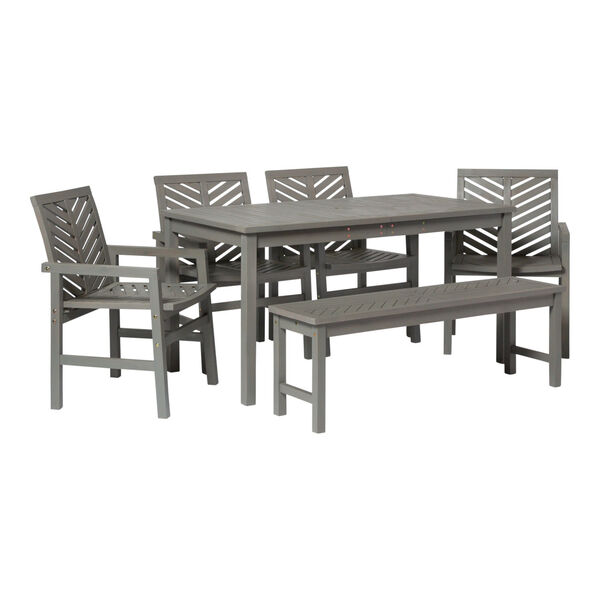 Gray Wash 32-Inch Six-Piece Chevron Outdoor Dining Set, image 3