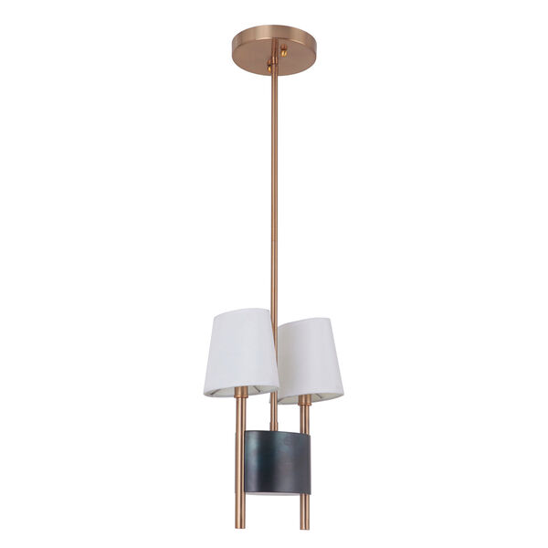 Parker Fired Steel and Satin Brass 6-Inch Two-Light Mini Pendant, image 1