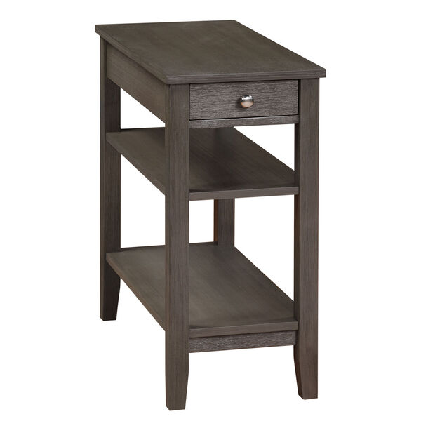Gray American Heritage One Drawer Chairside End Table with Charging Station and Shelves, image 1