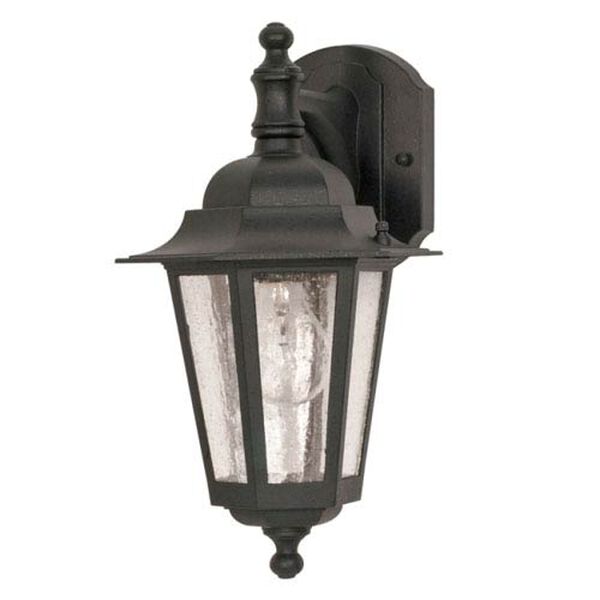 Cornerstone Textured Black One-Light Outdoor Wall Mount with Clear Seed Glass, image 1