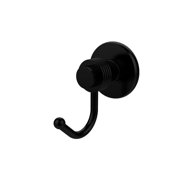 Mercury Collection Robe Hook with Groovy Accents, Matte Black, image 1