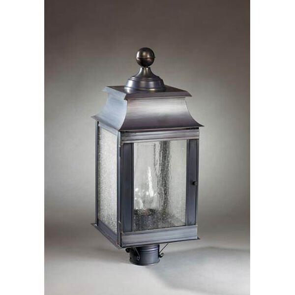 Concord Dark Brass One-Light Outdoor Post Light with Seedy Marine Glass, image 1