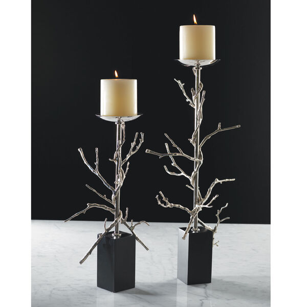Nickel Small Twig Candle Holder Only, image 1