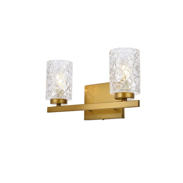 Cassie Brass and Clear Shade Two-Light Bath Vanity, image 3