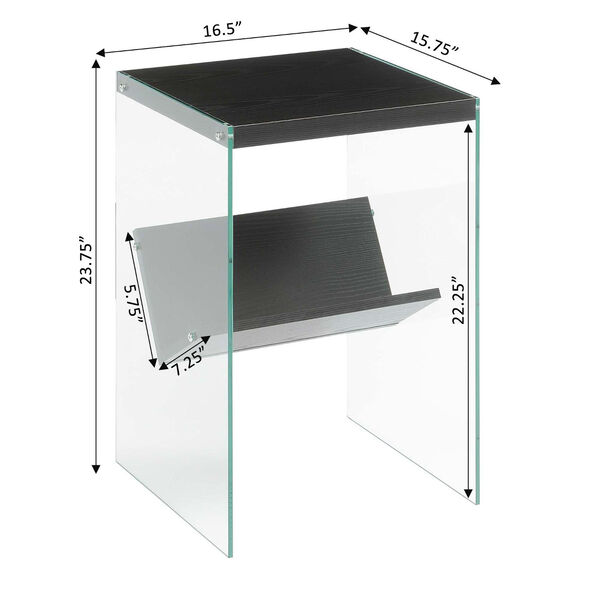 SoHo Black and Glass End Table with Shelf, image 4