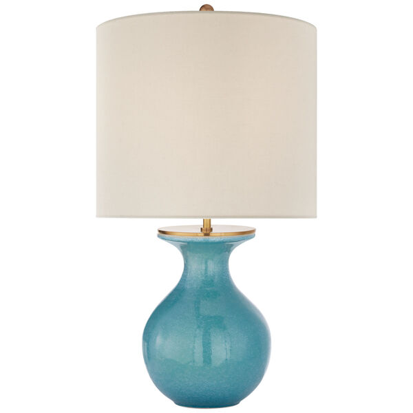 Albie Small Desk Lamp in Sandy Turquoise with Cream Linen Shade by kate spade new york, image 1