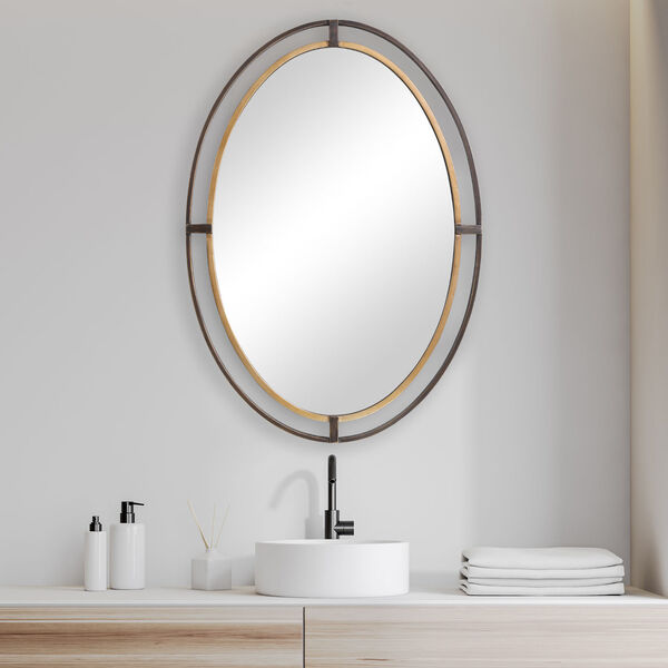 Selby Bronze and Gold Oval Wall Mirror, image 1