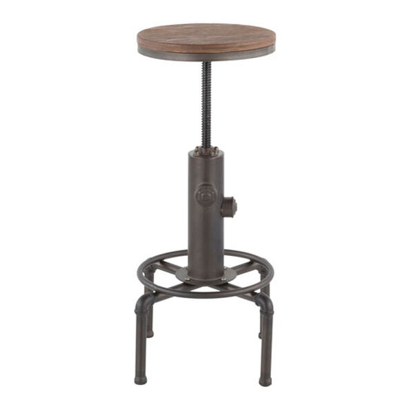 Hydra Vintage Black and Brown Bar Stool with Foot Ring, image 2