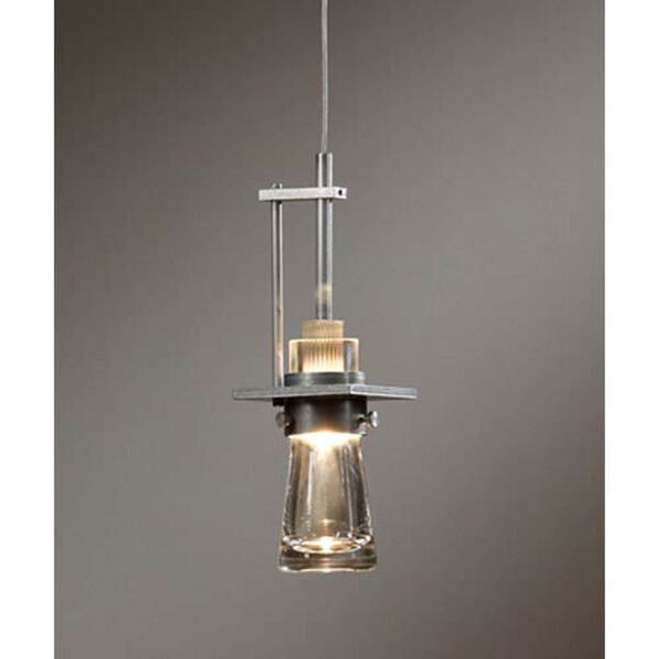 Erlenmeyer Vintage Platinum One-Light Small Mini-Pendant with Clear Glass, image 1