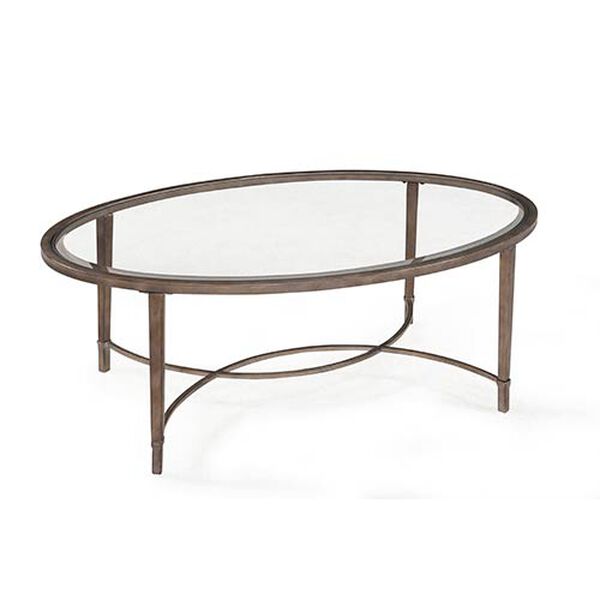 Copia Antique Silver and Metal Oval Cocktail Table, image 1