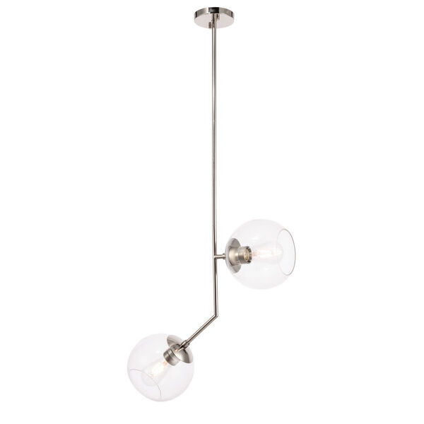 Ryland Chrome Eight-Inch Two-Light Mini Pendant with Clear Glass, image 6