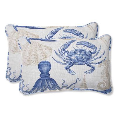 Set of 2,Blue,11.5 x 18.5 Pillow Perfect Outdoor Sea Life Marine Rectangular Throw Pillow 