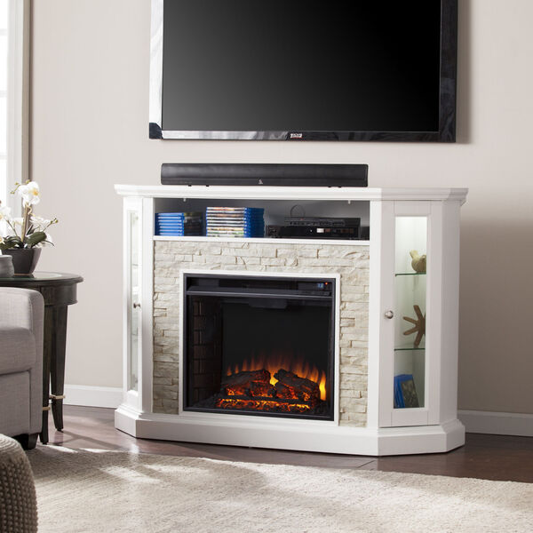 Redden Fresh White Corner Convertible Electric Media Fireplace, image 3