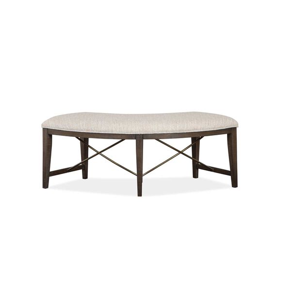 Westley Falls Aged Pewter Wood Curved Bench with Upholstered Seat, image 2