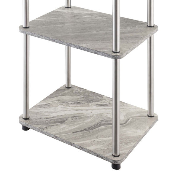 Design2Go Faux Gray Marble and Chrome Three-Tier End Table, image 4