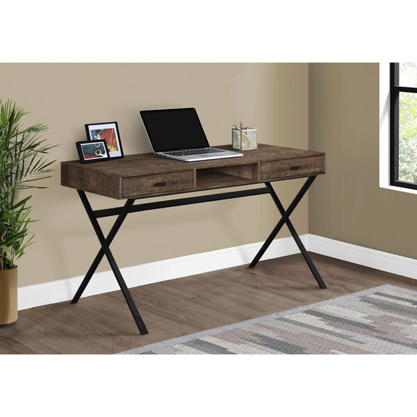 Brown 24-Inch Computer Desk with Two Storage Drawers, image 2