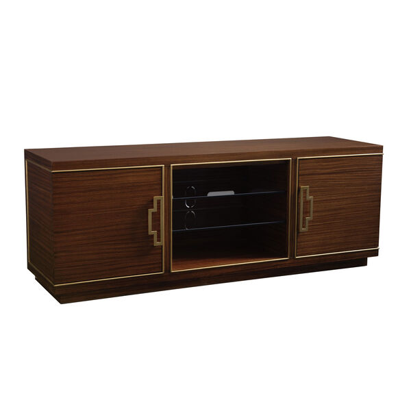 Aventura Brown and Gold Aria Media Console, image 1