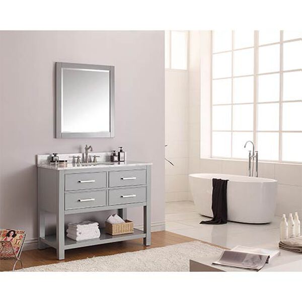 Brooks Chilled Gray 42-Inch Vanity Combo with Carrera White Marble Top, image 3