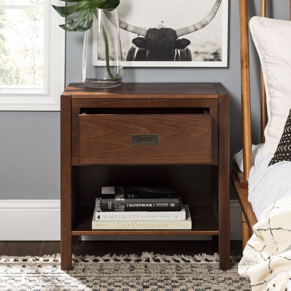 Lydia Walnut Nightstand with One Drawer, image 4