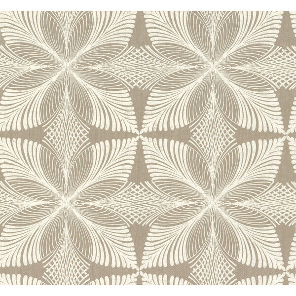 Ronald Redding Handcrafted Naturals Tan and White Roulettes Wallpaper, image 3