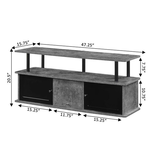 Designs2Go Cement and Black TV Stand with Three Storage Cabinet and Shelf, image 5