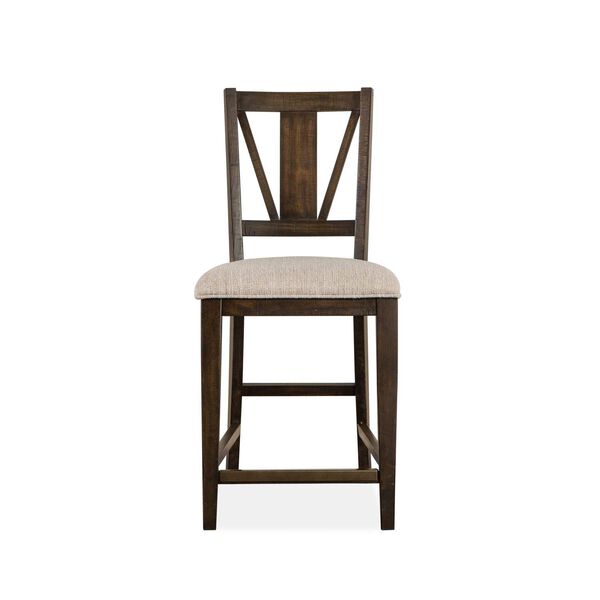 Westley Falls Aged Pewter Wood Counter Chair with Upholstered Seat, image 1
