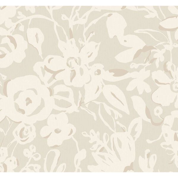 Brushstroke Floral Taupe Wallpaper, image 2