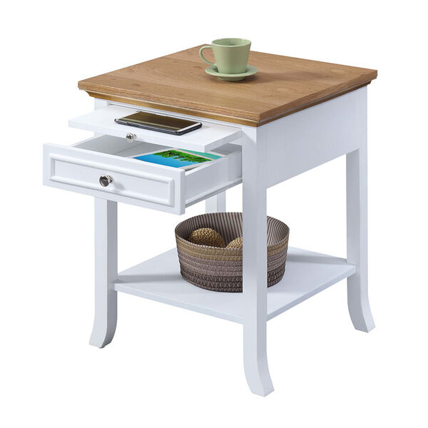 American Heritage Driftwood and White End Table with Drawer and Slide, image 2