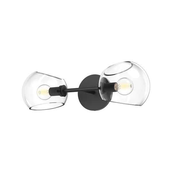 Willow Matte Black Two-Light Wall Sconce with Clear Glass, image 1