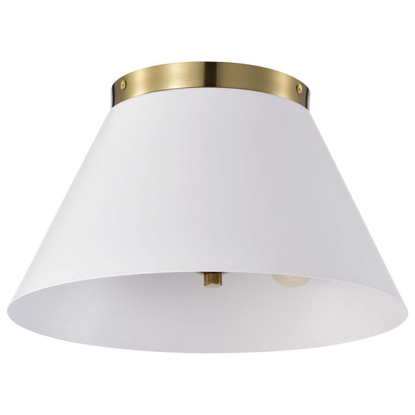 Dover White and Vintage Brass Two-Light Flush Mount, image 1