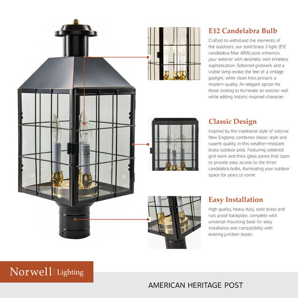 American Heritage Black Post Mounted Outdoor Light, image 7