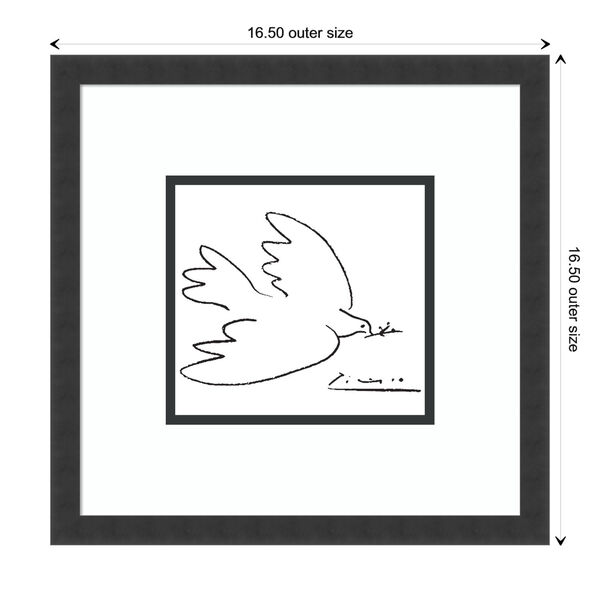 Pablo Picasso Black Dove of Peace 17 x 17 Inch Wall Art, image 4