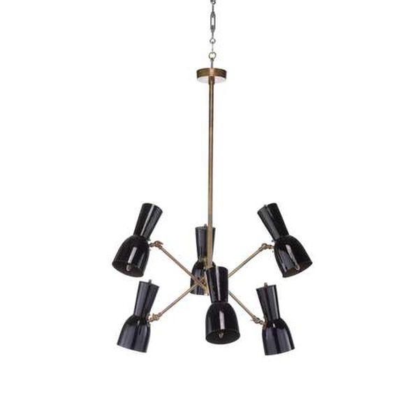 Thayer Matte Black and Gold Six-Light Chandelier, image 2