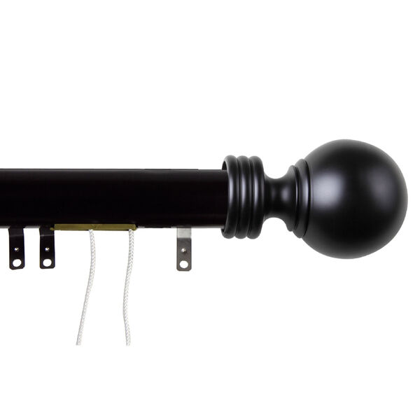 Black 48-Inch Decorative Traverese Rod with Slider, image 1