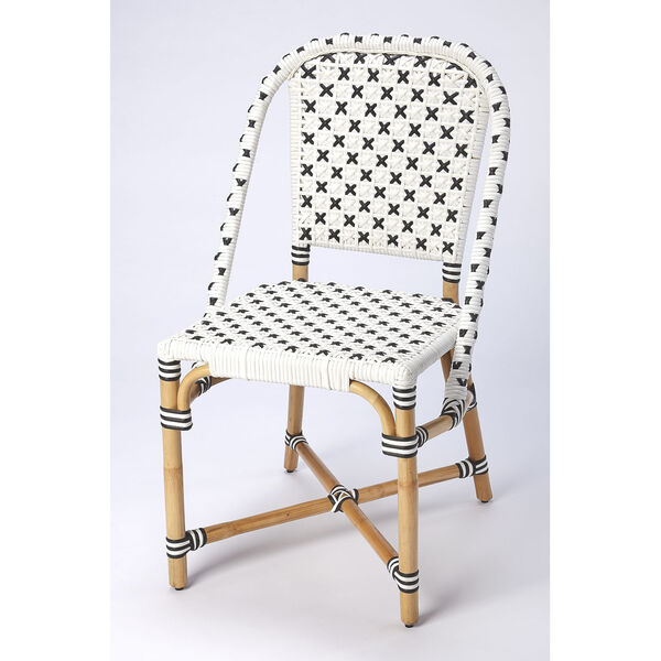 Tenor White and Black Rattan Side Chair, image 1