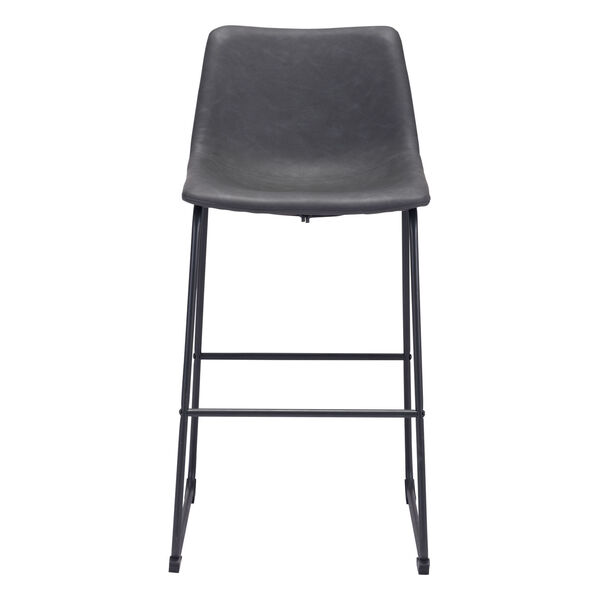 Smart Charcoal and Matte Black Bar Stool, Set of Two, image 4