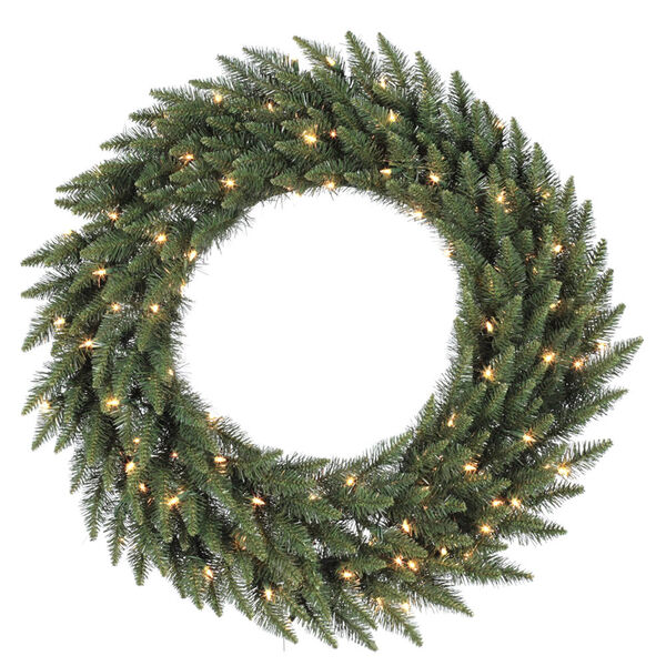 Green 36-Inch Camdon Fir LED Wreath with 100 Multicolor Lights, image 1