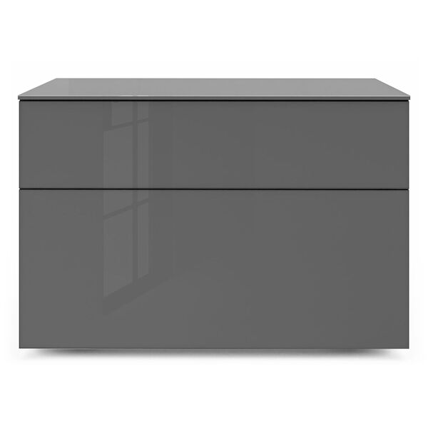 Bedford Dark Gull Gray Two Drawer Nightstand with Glass Top, image 1