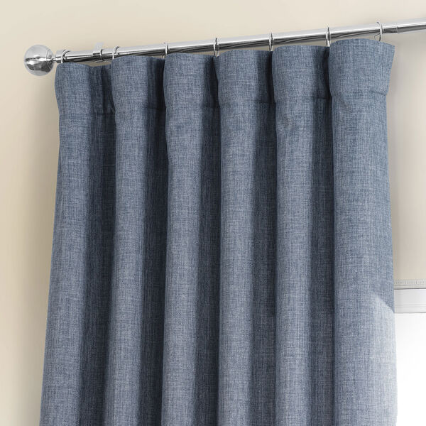 Sweden Blue Italian Faux Linen Single Panel Curtain, image 2