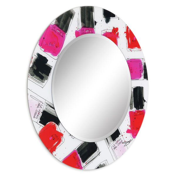 Candy Red 36 x 36-Inch Round Beveled Wall Mirror, image 2