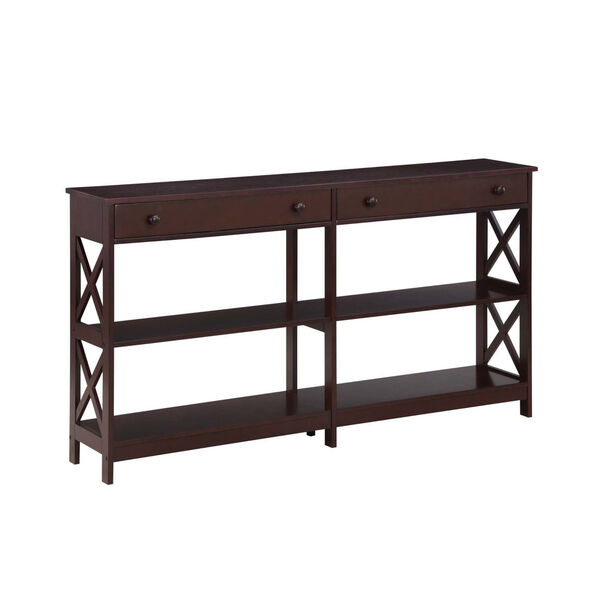 Oxford Espresso Two-Drawer Console Table with Shelves, image 1