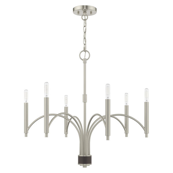Wisteria Brushed Nickel 26-Inch Six-Light Chandelier, image 2