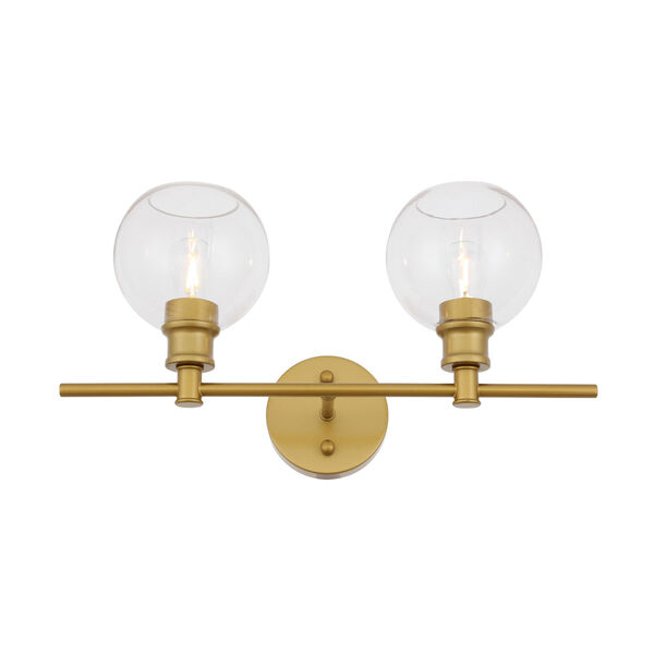 Collier Brass Two-Light Bath Vanity with Clear Glass, image 4