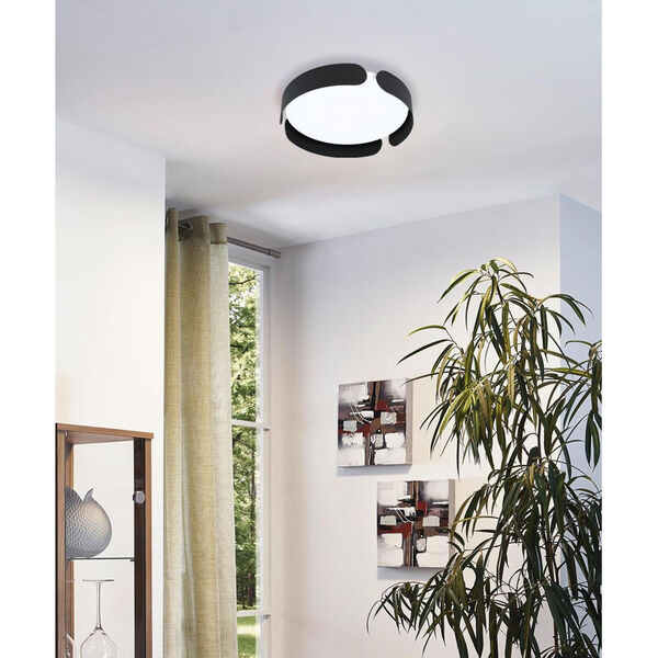 Valcasotto Black Intergrated LED Flush Mount with White Acrylic Shade, image 2