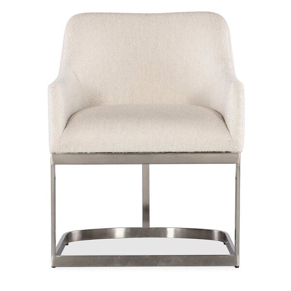 Modern Mood Brushed Pewter Upholstered Arm Chair with Metal Base, image 4