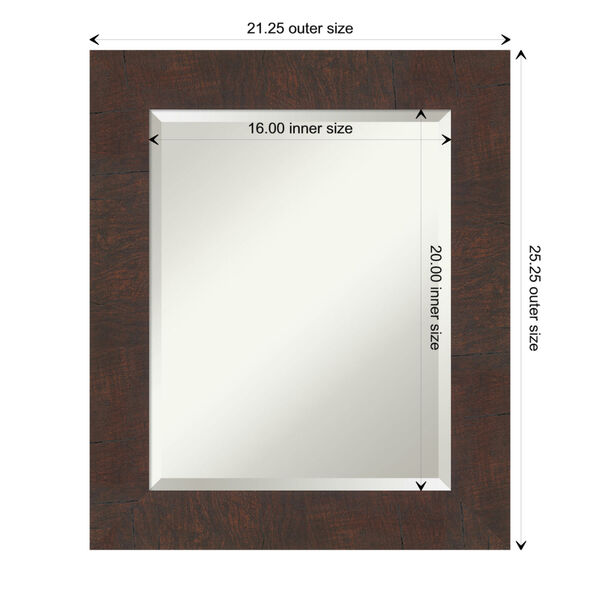 Wildwood Brown 21W X 25H-Inch Bathroom Vanity Wall Mirror, image 6
