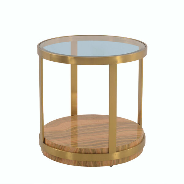 Hattie Glass Top Brushed Gold End Table, image 2