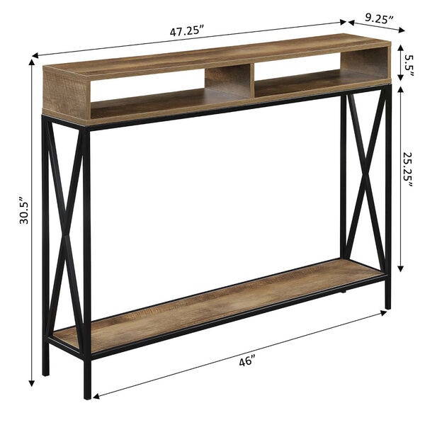 Tucson Deluxe Weathered Barnwood and Black Console Table with Shelf, image 4