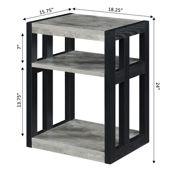 Monterey Faux Birch and Black End Table with Shelves, image 5